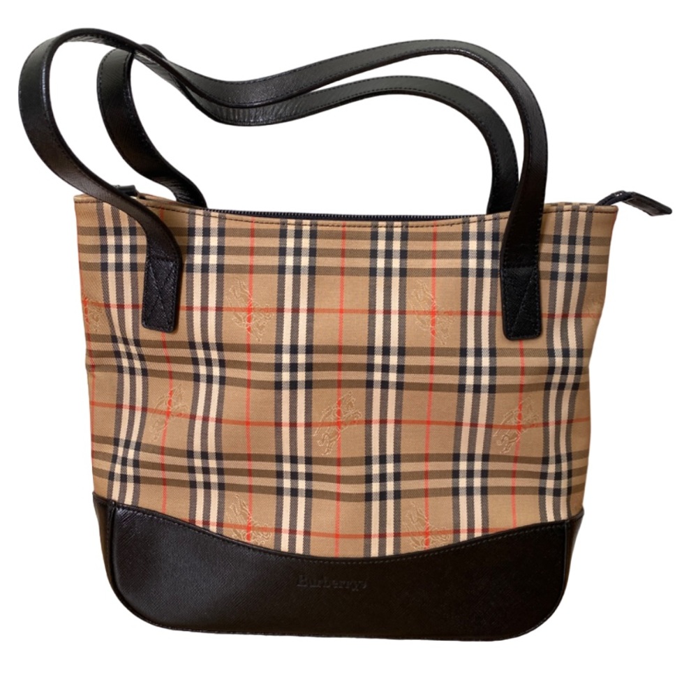 Burberry Haymarket Beige & Black Handbag